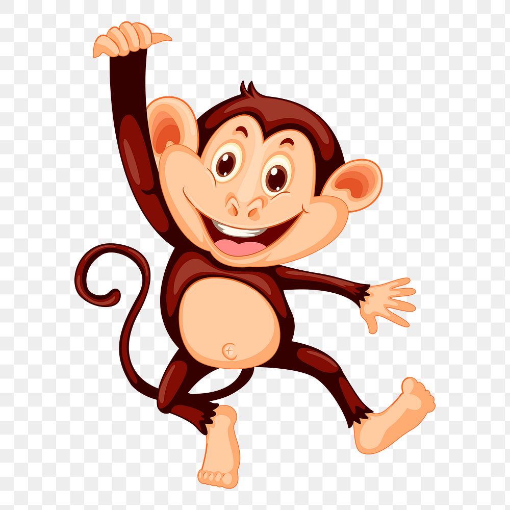 Monkey cartoon png sticker animal illustration, transparent background. Free public domain CC0 image.