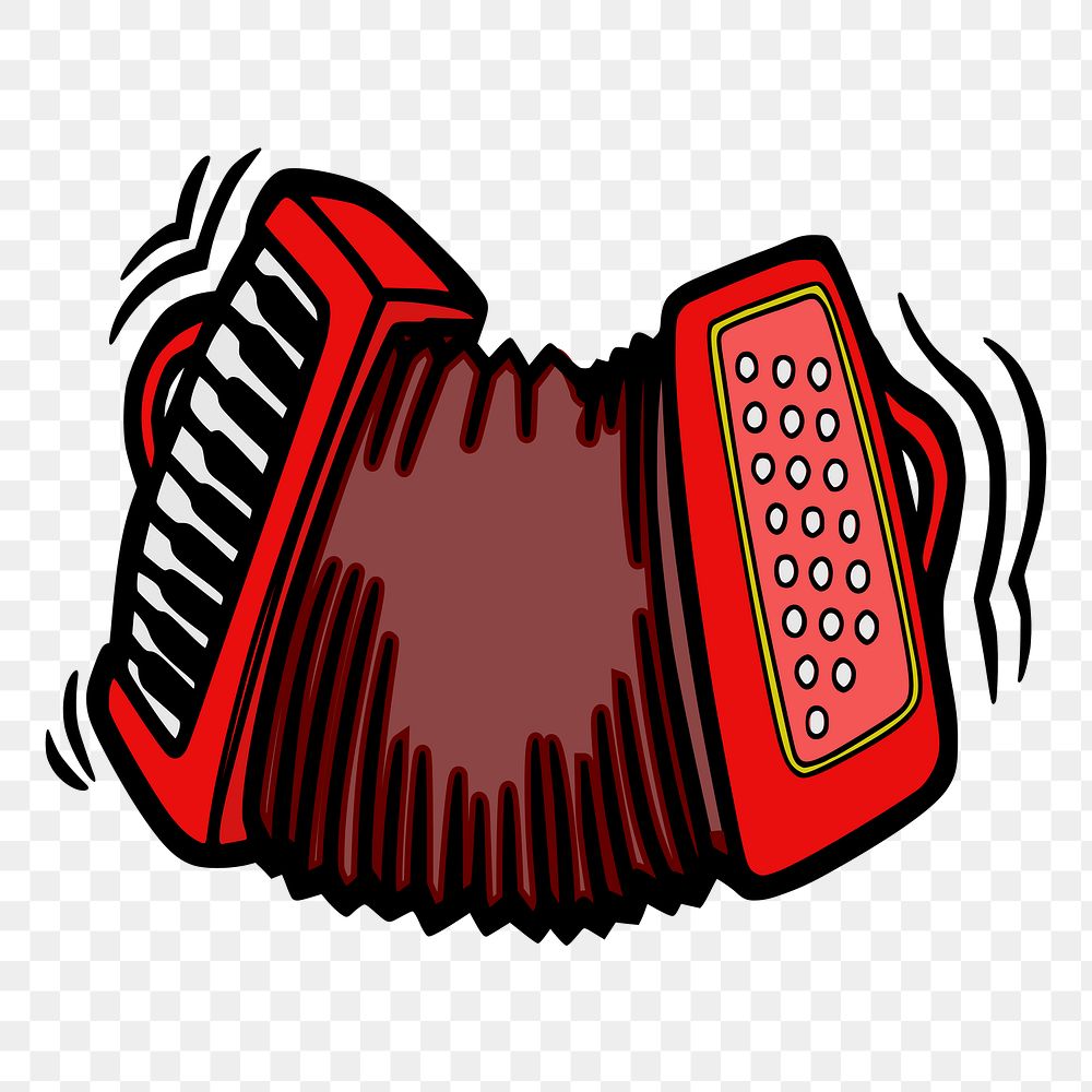 Accordion png sticker illustration, transparent background. Free public domain CC0 image.