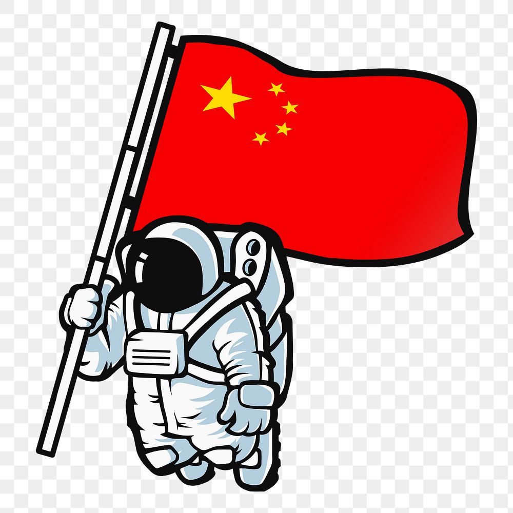 Chinese astronaut png sticker space race illustration, transparent background. Free public domain CC0 image.