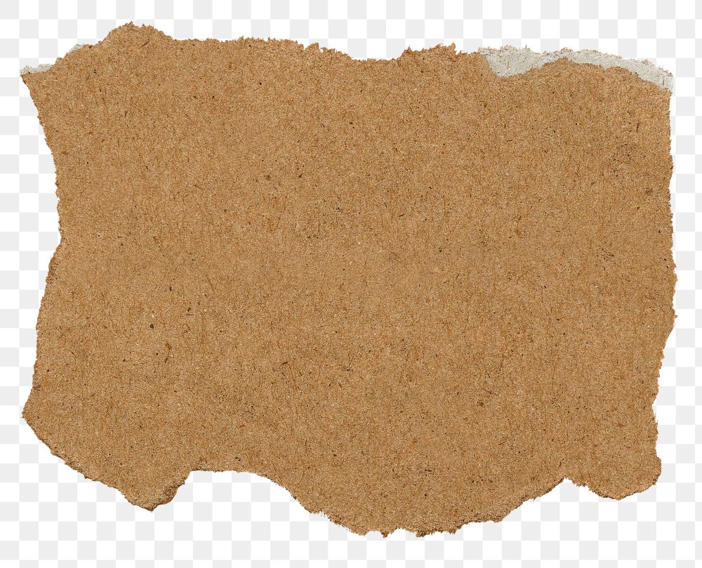 Ripped paper png, brown collage element in transparent background