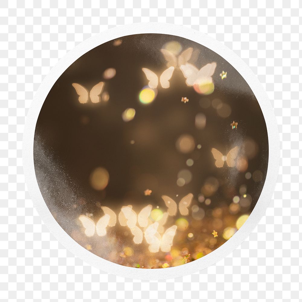 Butterfly bokeh png badge sticker on transparent background