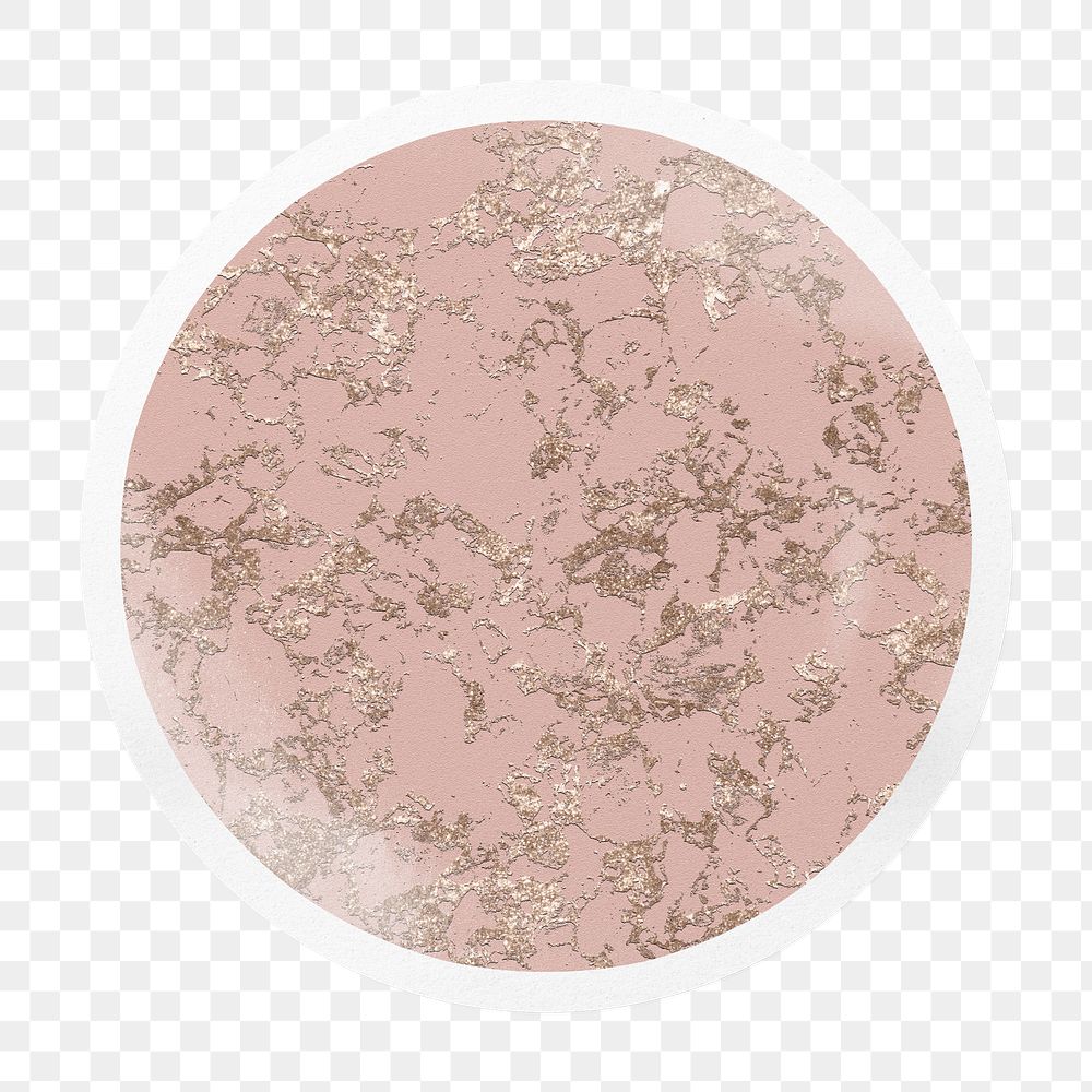 Pink marble png badge sticker on transparent background