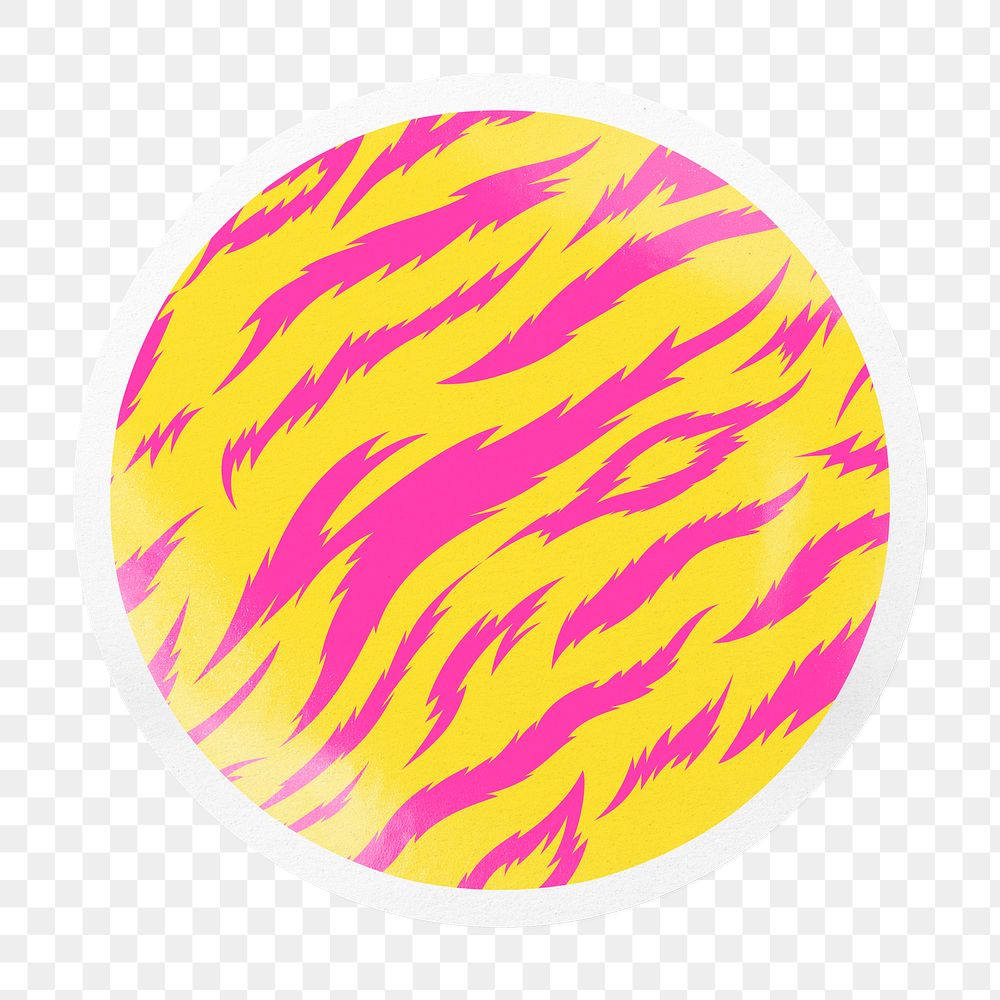 Tiger stripes pattern png badge sticker on transparent background