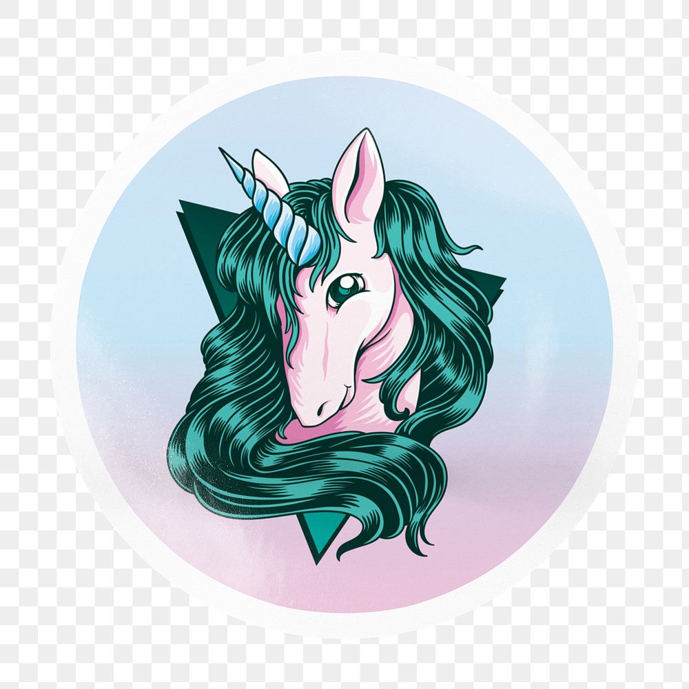 Unicorn png badge sticker on transparent background