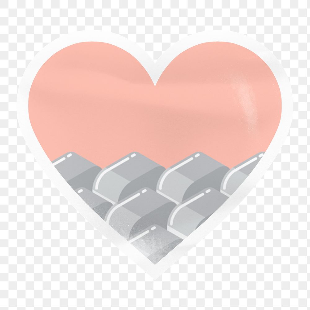 Cute block pattern png heart badge sticker on transparent background