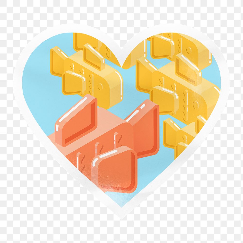 Cute goldfish pattern png heart badge sticker on transparent background