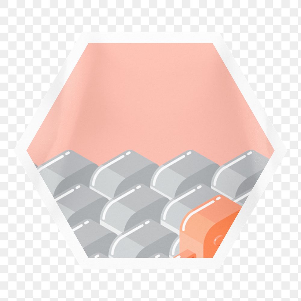 Cute block pattern png sticker, hexagon badge on transparent background