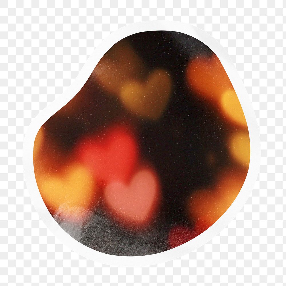 Heart bokeh png badge sticker on transparent background