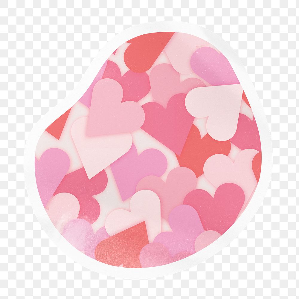 Pink heart pattern png badge sticker on transparent background
