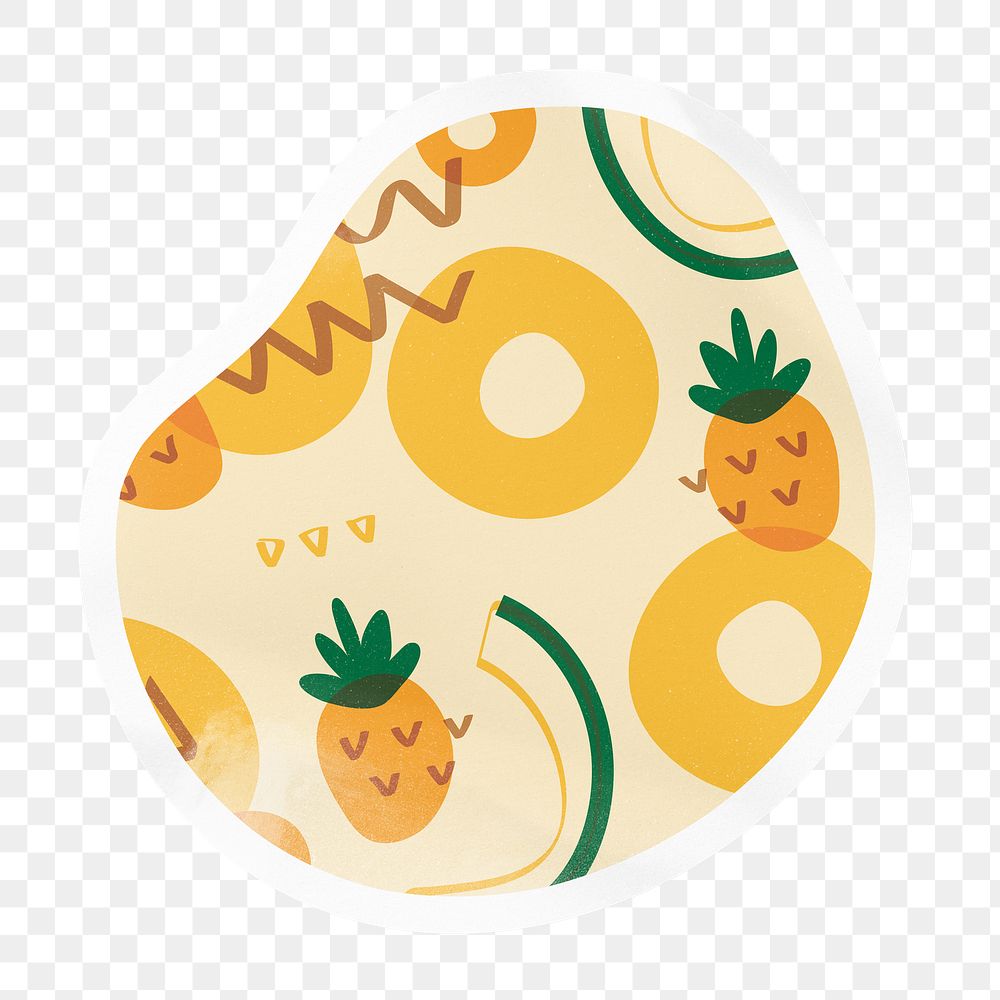 Tropical pineapple png pattern badge sticker on transparent background