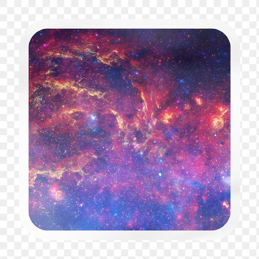 Nebula galaxy png square badge sticker on transparent background