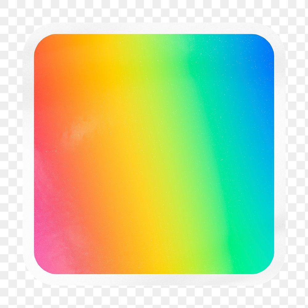 Rainbow gradient png square badge sticker on transparent background