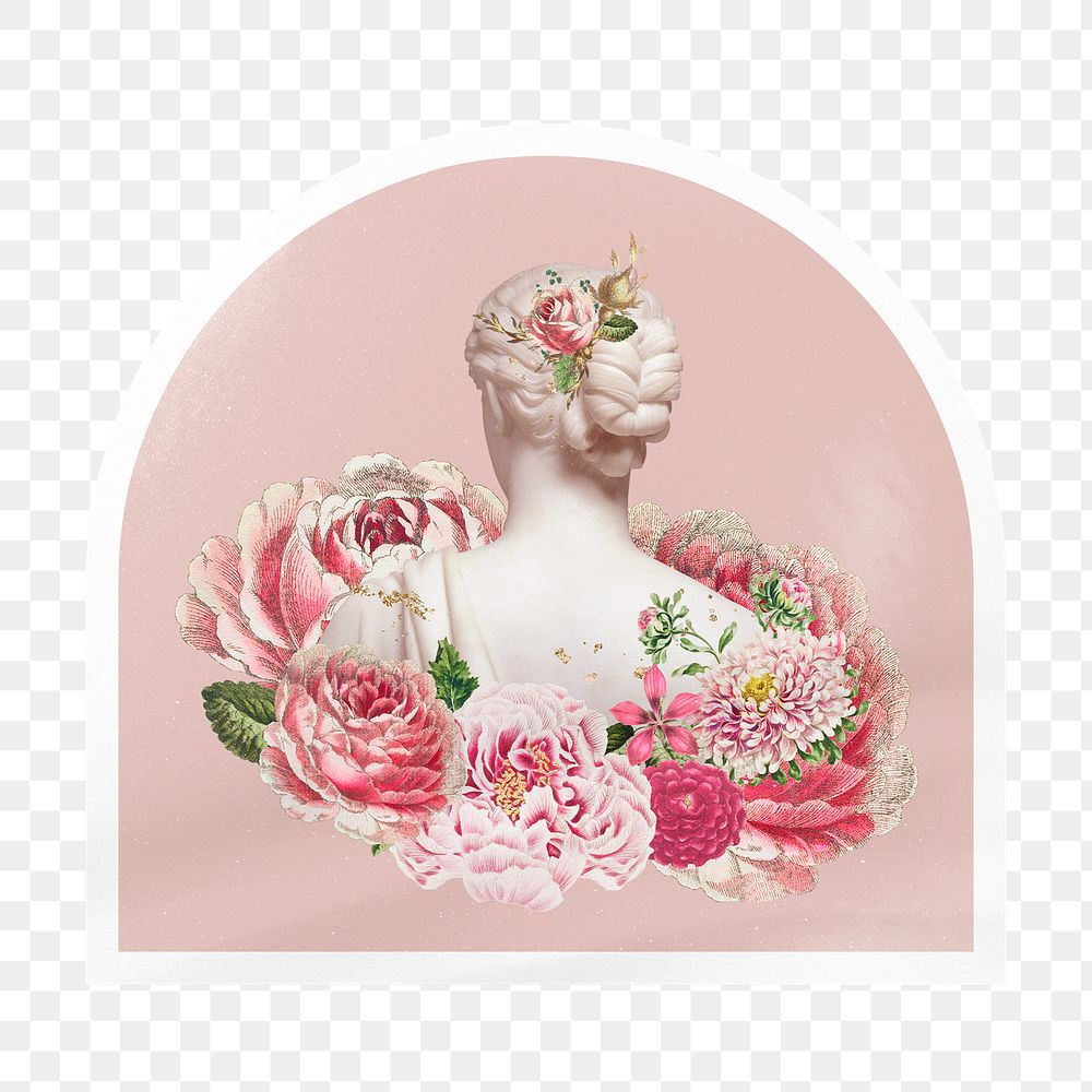 Floral Greek png statue arc badge sticker on transparent background