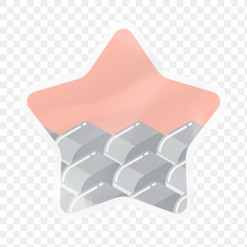 Cute block pattern png star badge sticker on transparent background