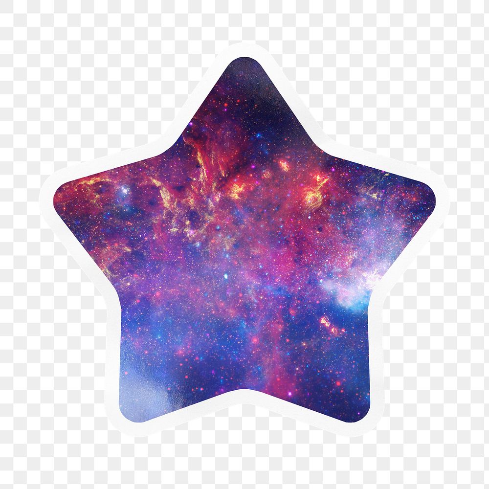 Nebula galaxy png star badge sticker on transparent background