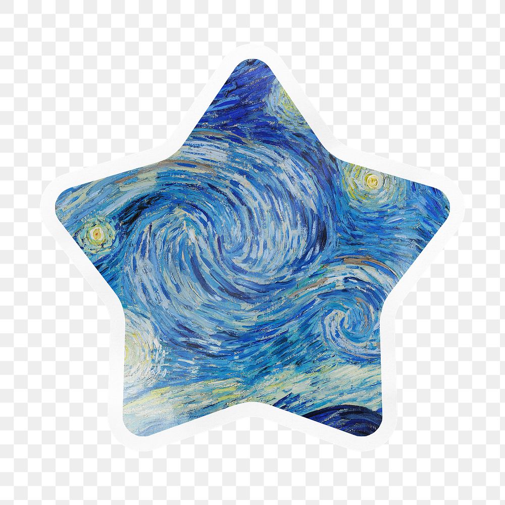 The Starry Night png star badge sticker on transparent background, remixed by rawpixel