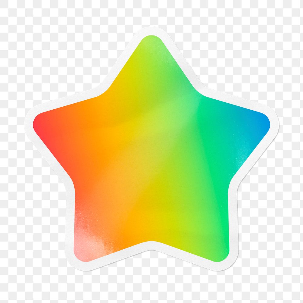 Rainbow gradient png star badge sticker on transparent background