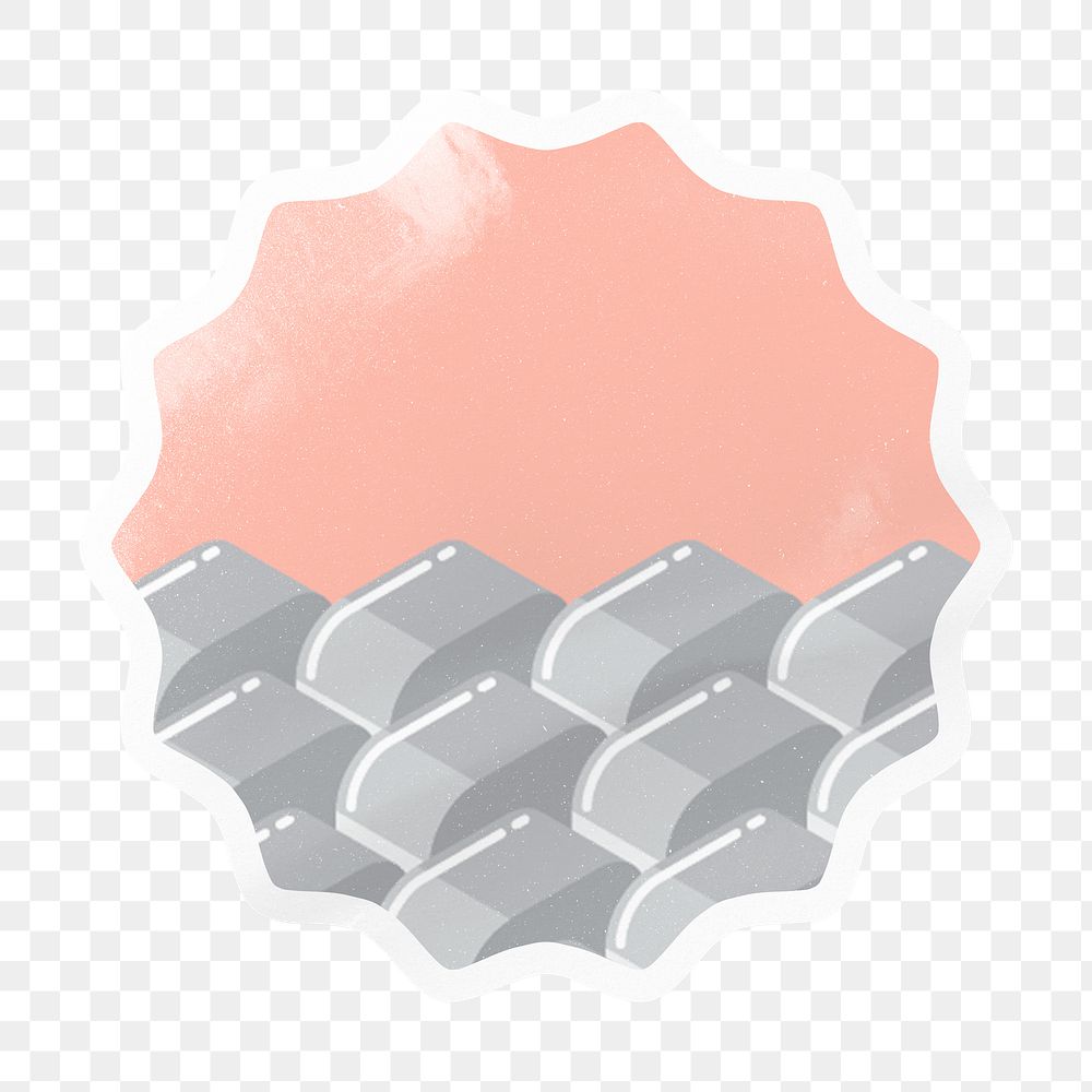 Cute block pattern png starburst badge sticker on transparent background