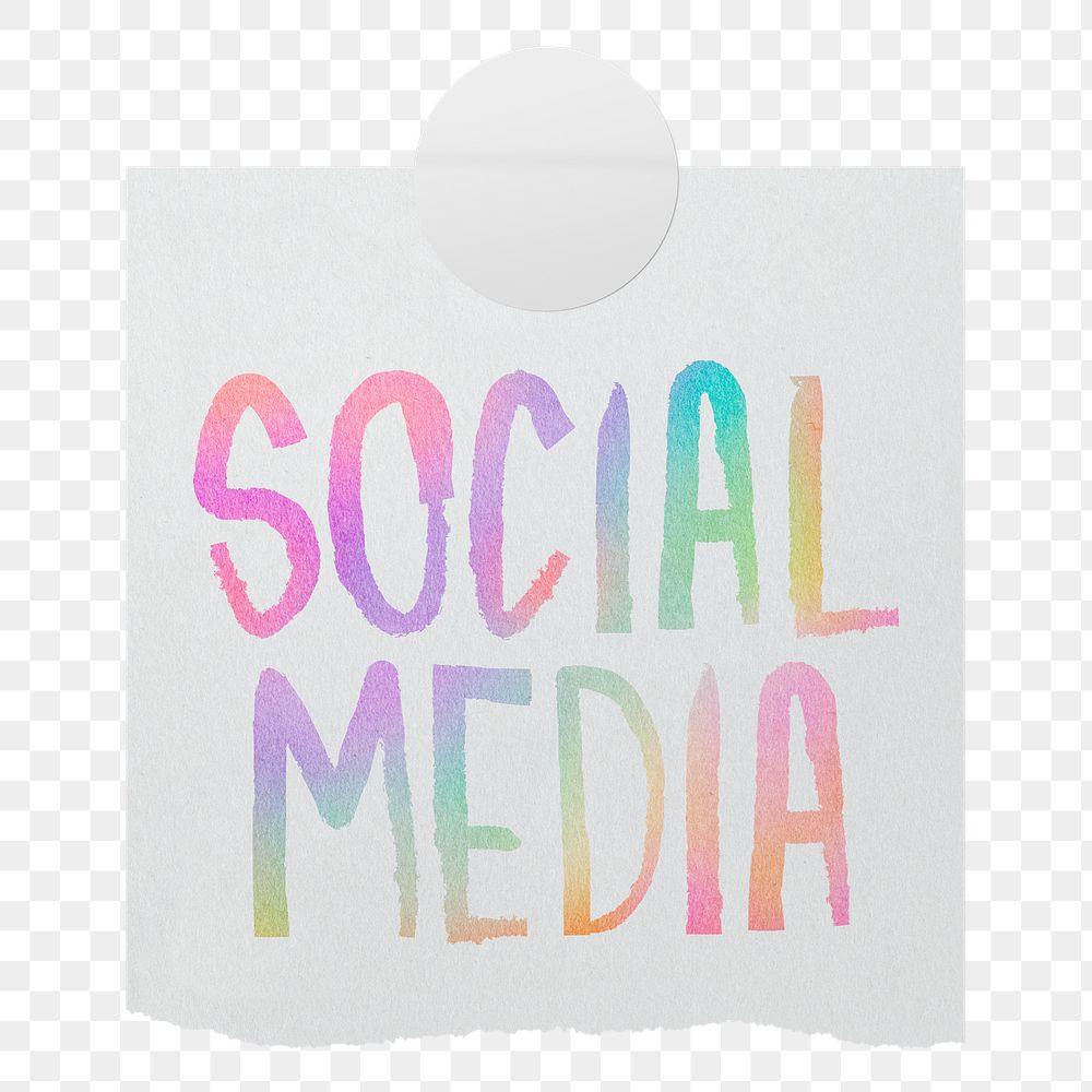 Social media png word sticker, ripped paper typography, transparent background