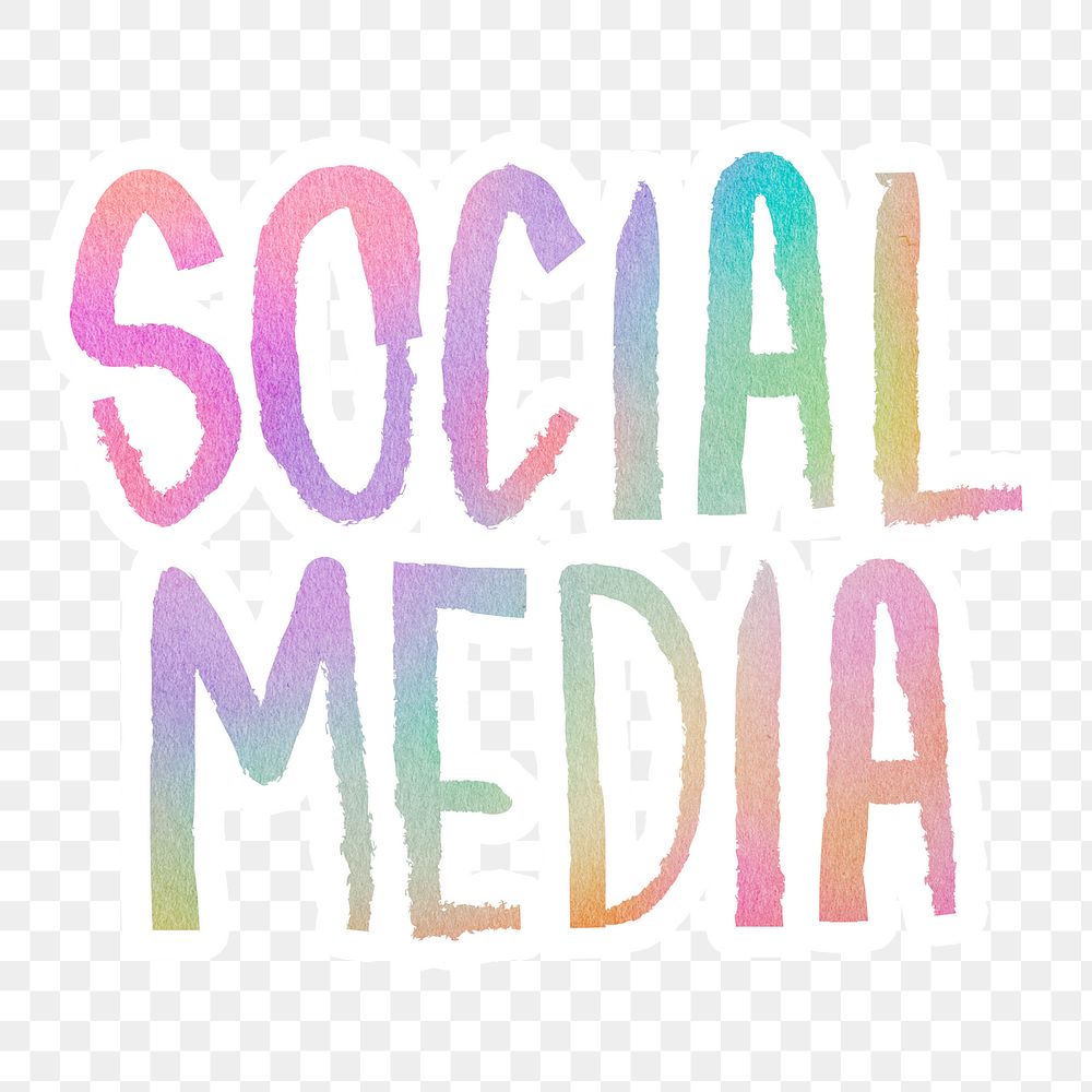Social media png word sticker typography, transparent background