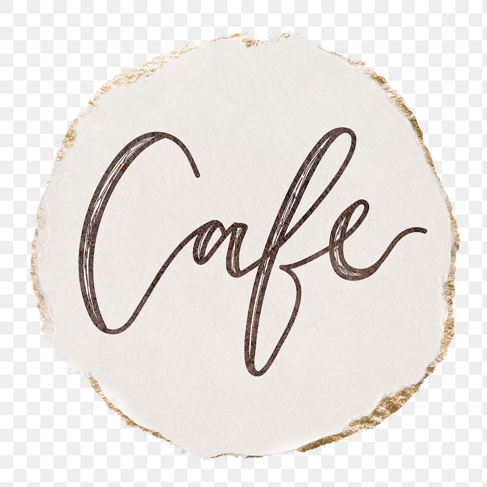 Cafe png word sticker typography, transparent background