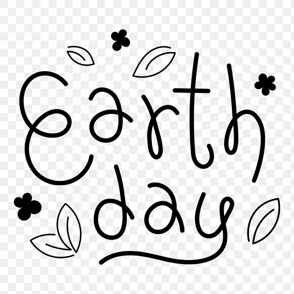 Earth day png word sticker typography, transparent background