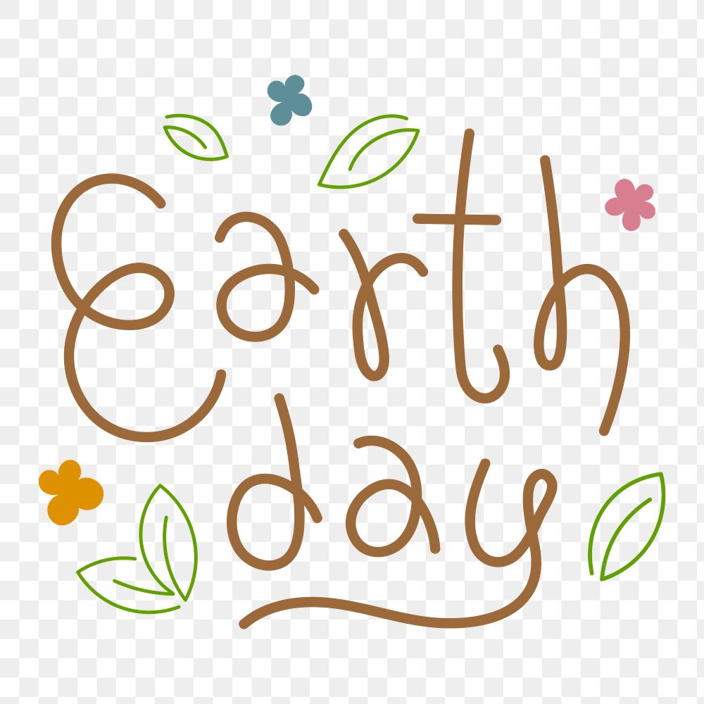 Earth day png word sticker typography, transparent background