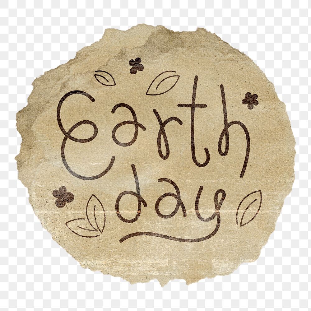 Earth day png word sticker typography, transparent background