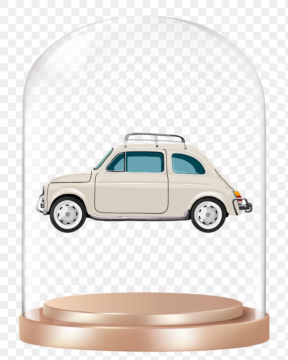 Classic car png glass dome sticker, vintage vehicle concept art, transparent background