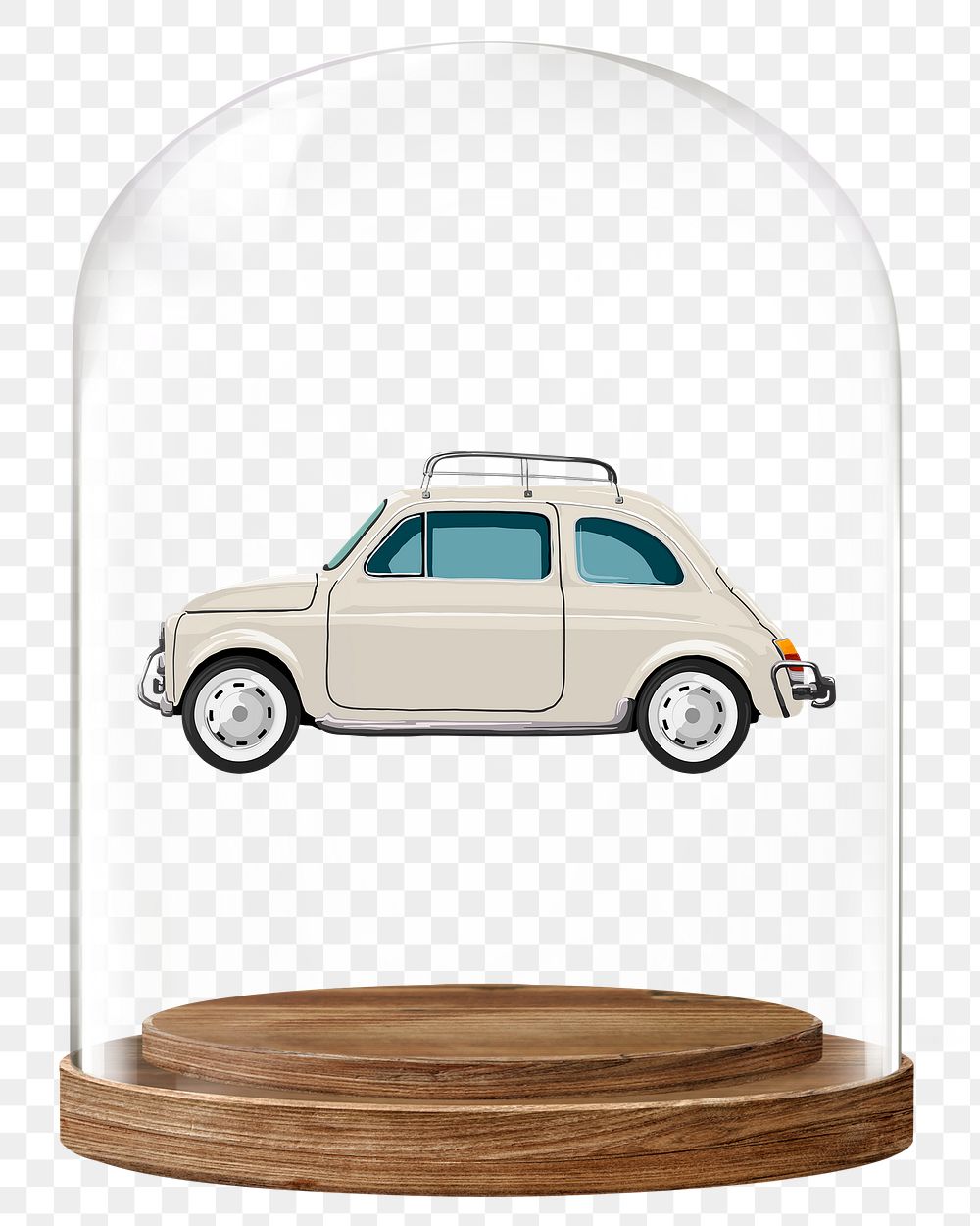 Classic car png glass dome sticker, vintage vehicle concept art, transparent background