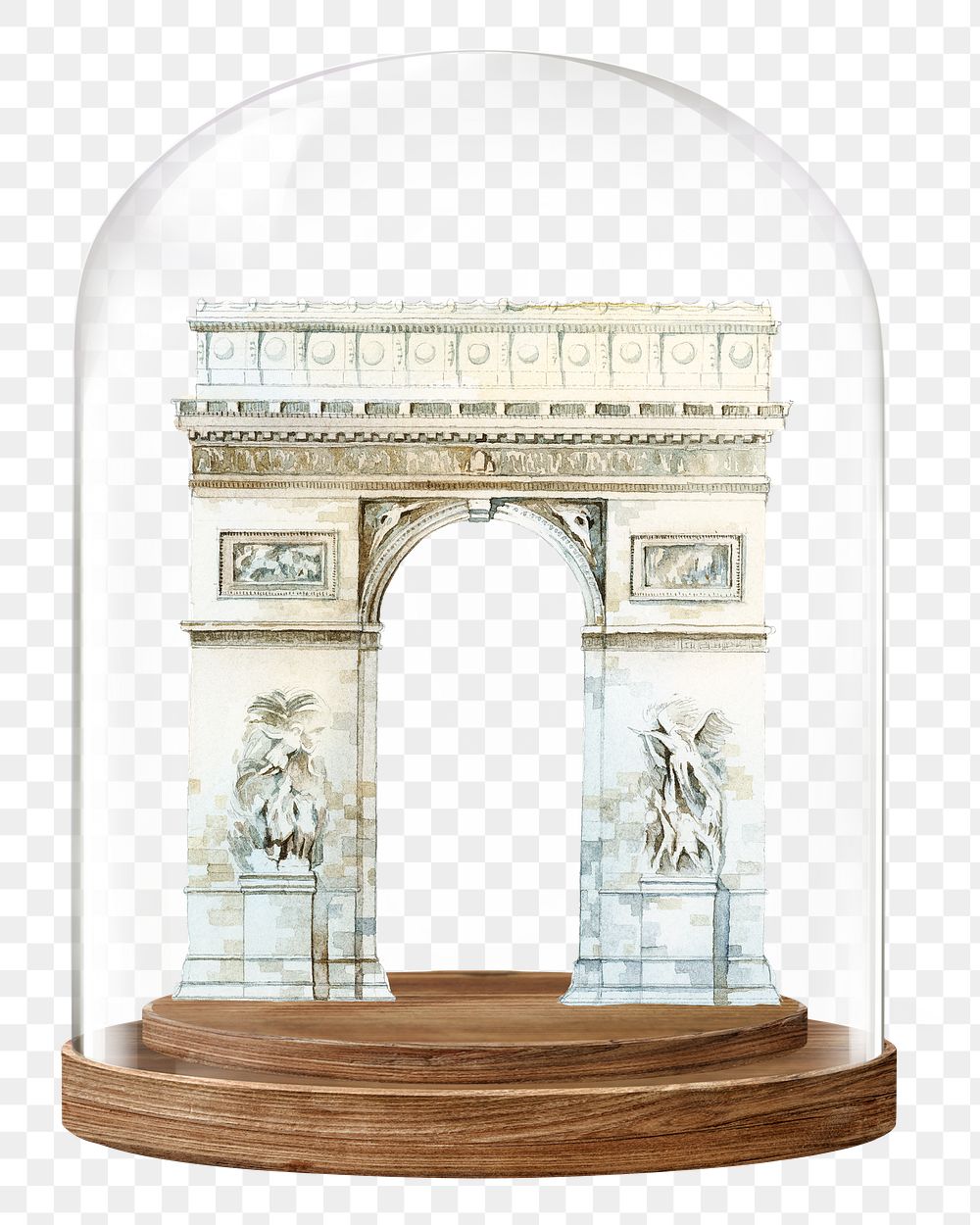 Arc de Triomphe png glass dome sticker, Paris travel landmark concept art, transparent background