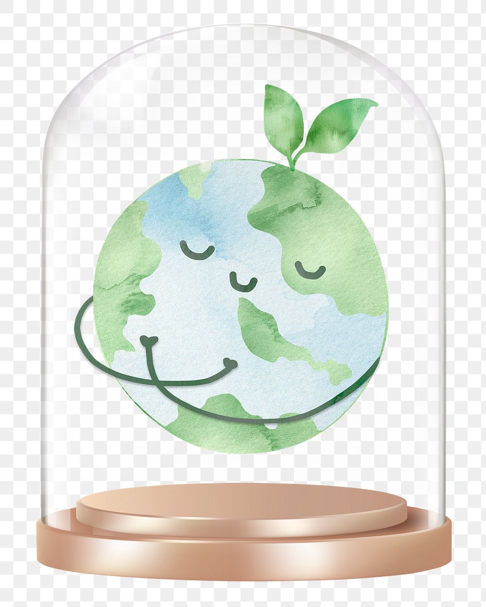 Green Earth png glass dome sticker, environment concept art, transparent background