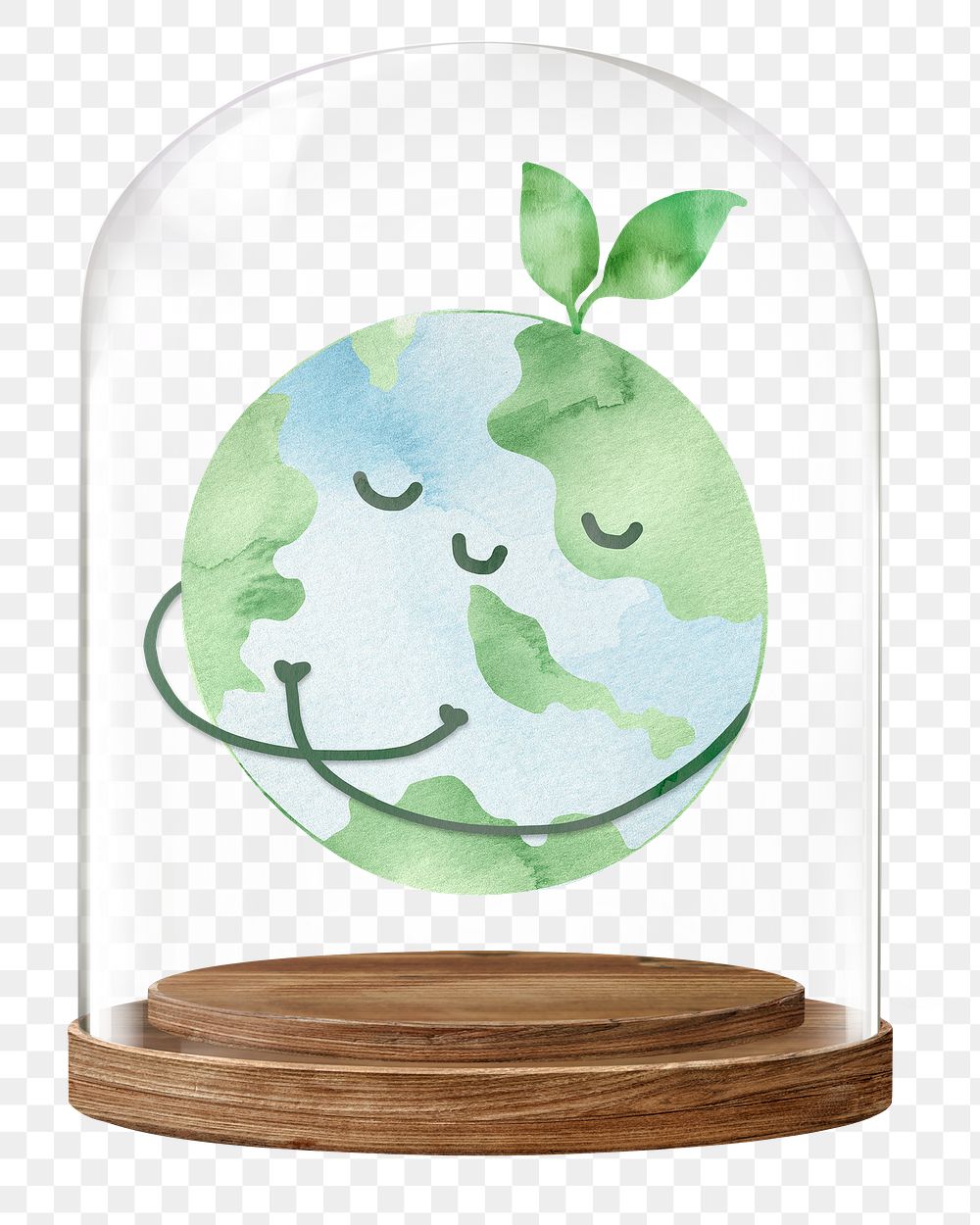 Green Earth png glass dome sticker, environment concept art, transparent background