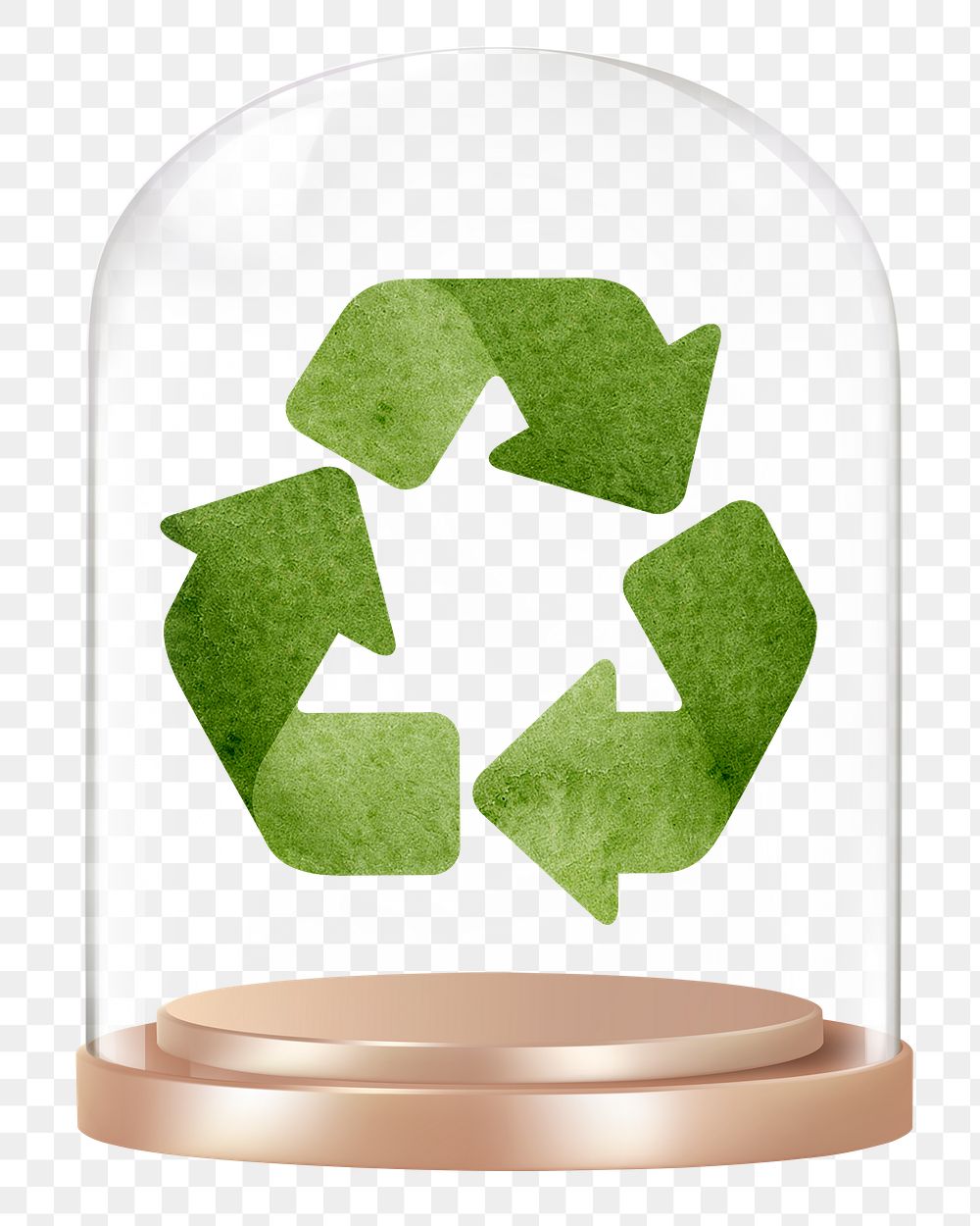 Recycle symbol png glass dome sticker, environment concept art, transparent background