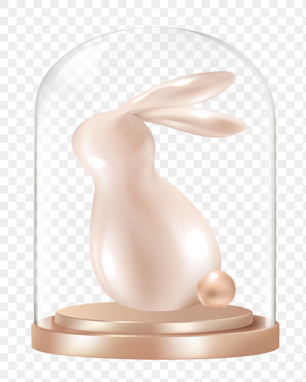 3D Easter bunny png glass dome sticker, animal concept art, transparent background