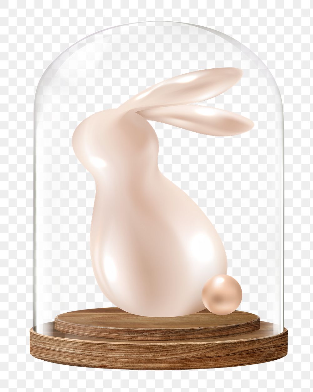 3D Easter bunny png glass dome sticker, animal concept art, transparent background