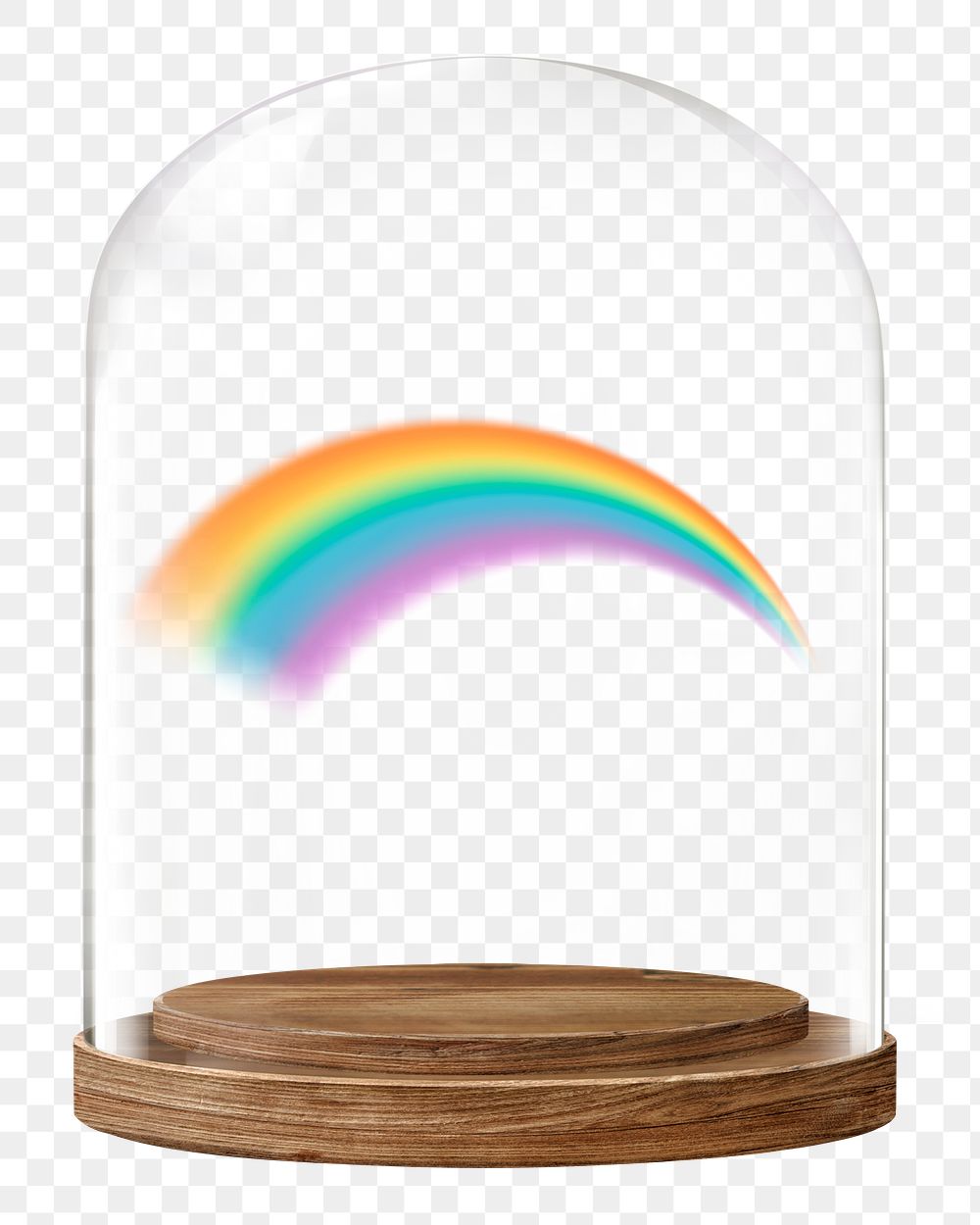 Rainbow png glass dome sticker, weather concept art, transparent background