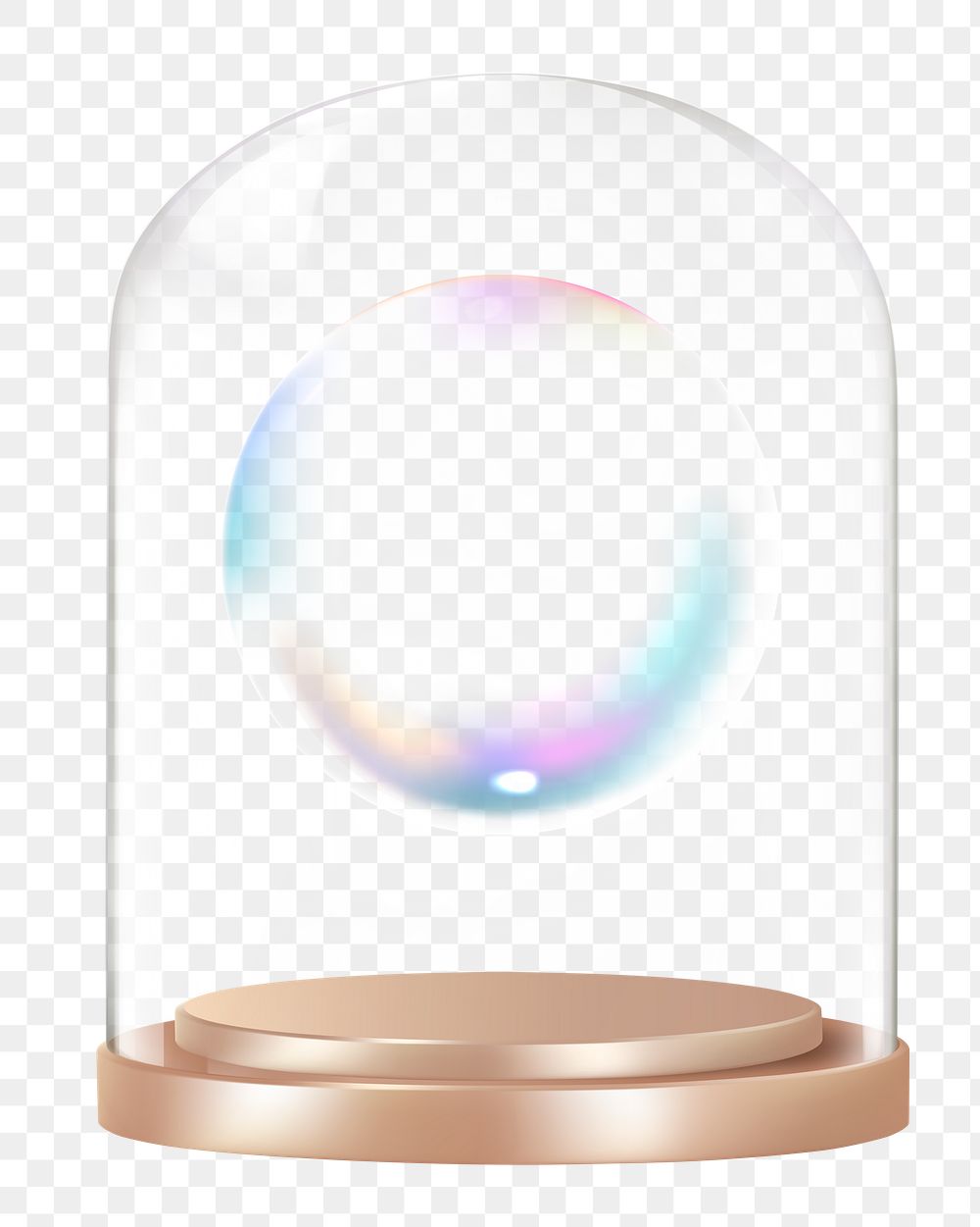 Holographic bubble png glass dome sticker, aesthetic concept art, transparent background