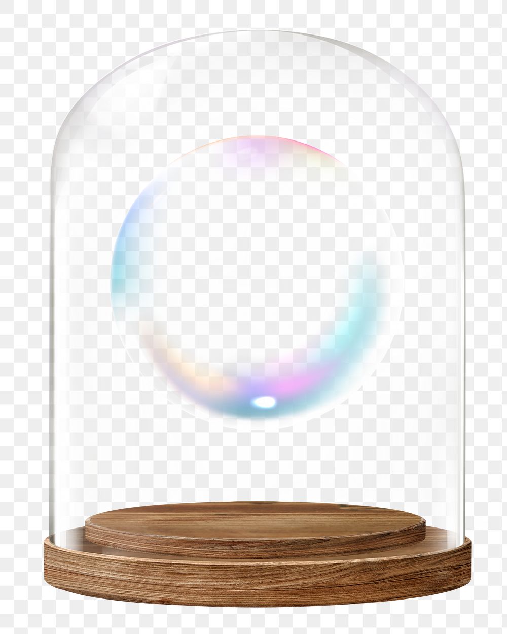 Holographic bubble png glass dome sticker, aesthetic concept art, transparent background