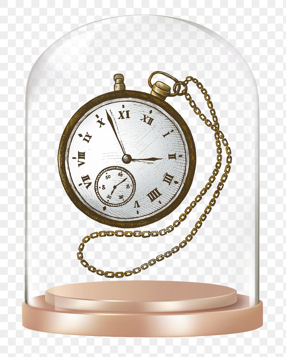 Pocket watch png glass dome sticker, punctuality concept art, transparent background