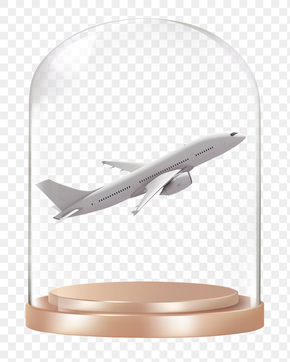 Flying airplane png glass dome sticker, vehicle concept art, transparent background