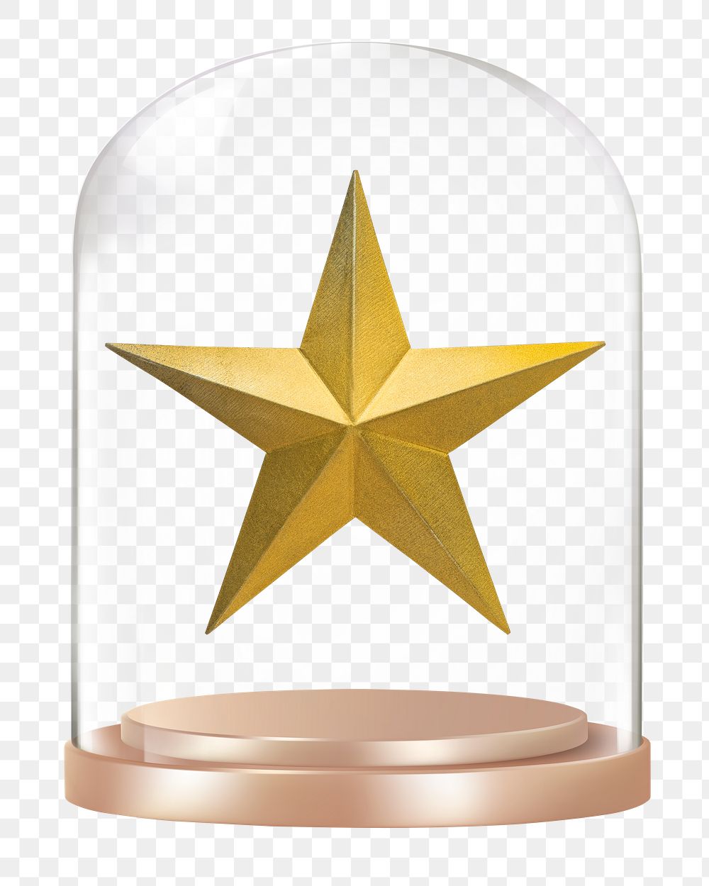 Gold star png glass dome sticker,  transparent background