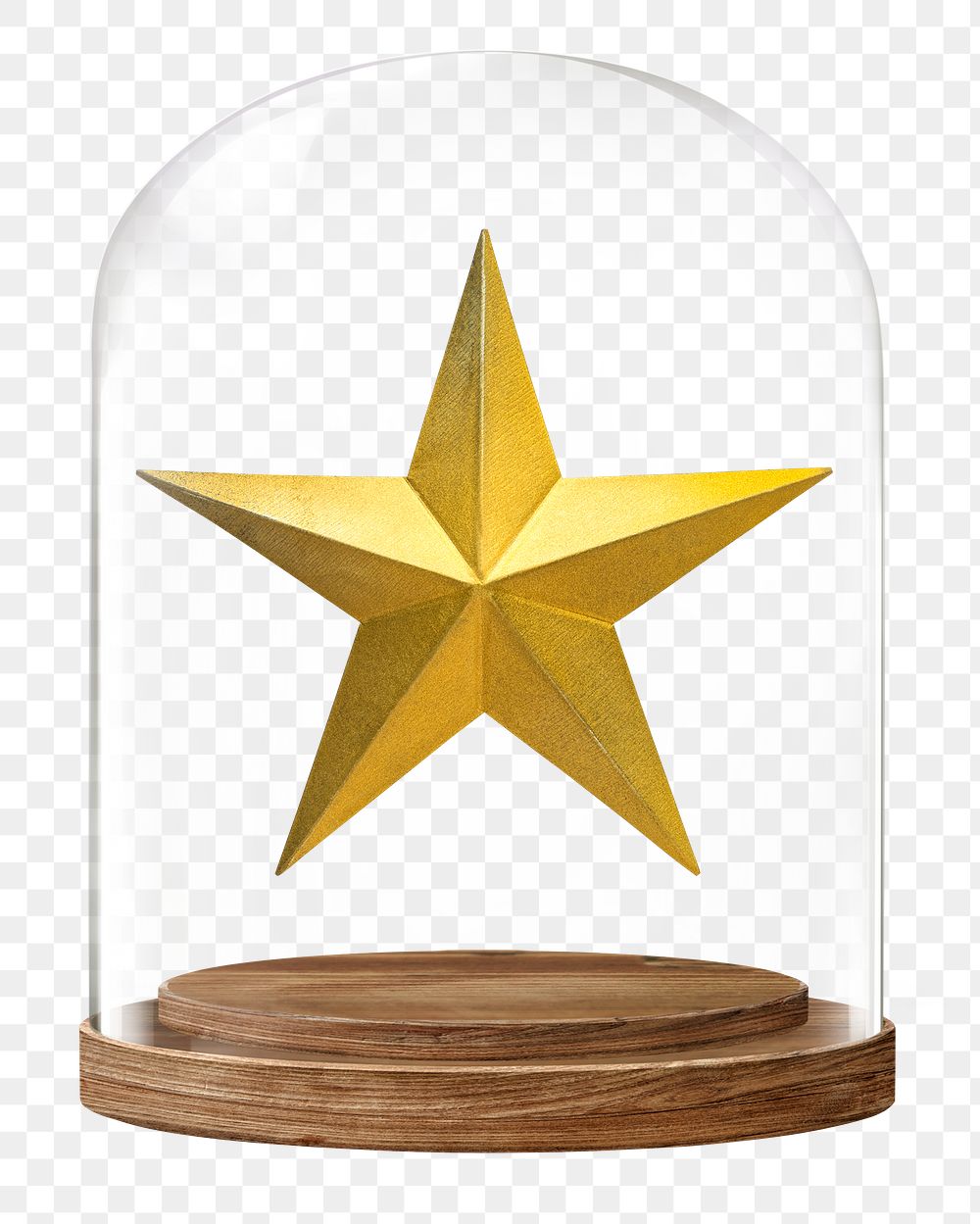 Gold star png glass dome sticker,  transparent background