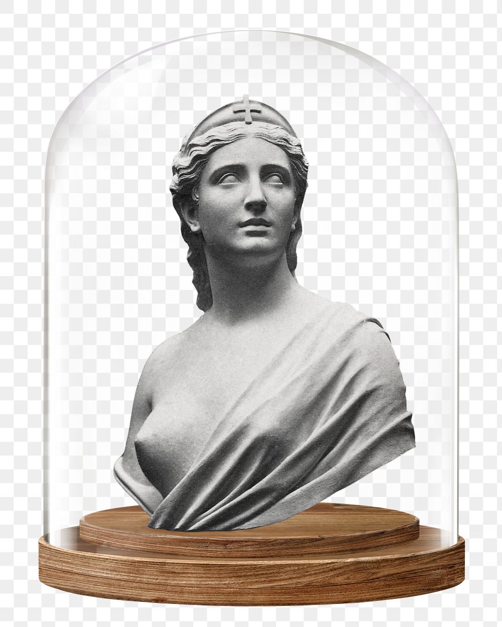 Nude Artemis statue png glass dome sticker, Greek mythology concept art, transparent background