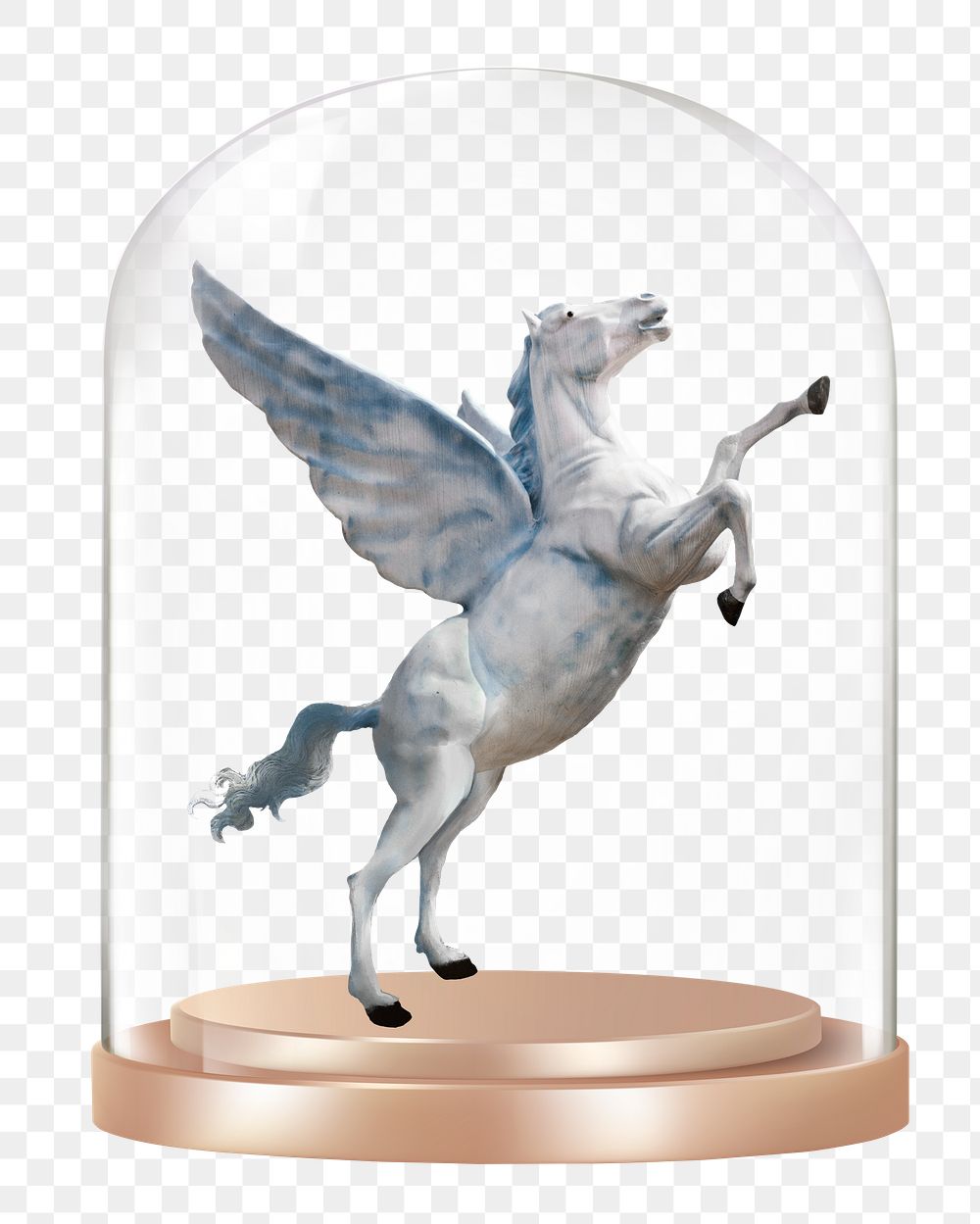 Pegasus png glass dome sticker, mythical creature concept art, transparent background