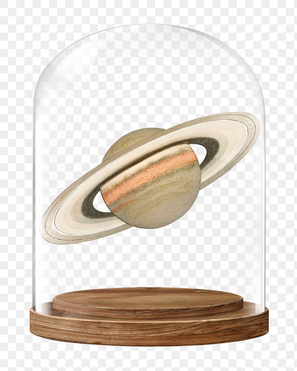 Saturn png glass dome sticker, space, galaxy concept art, transparent background