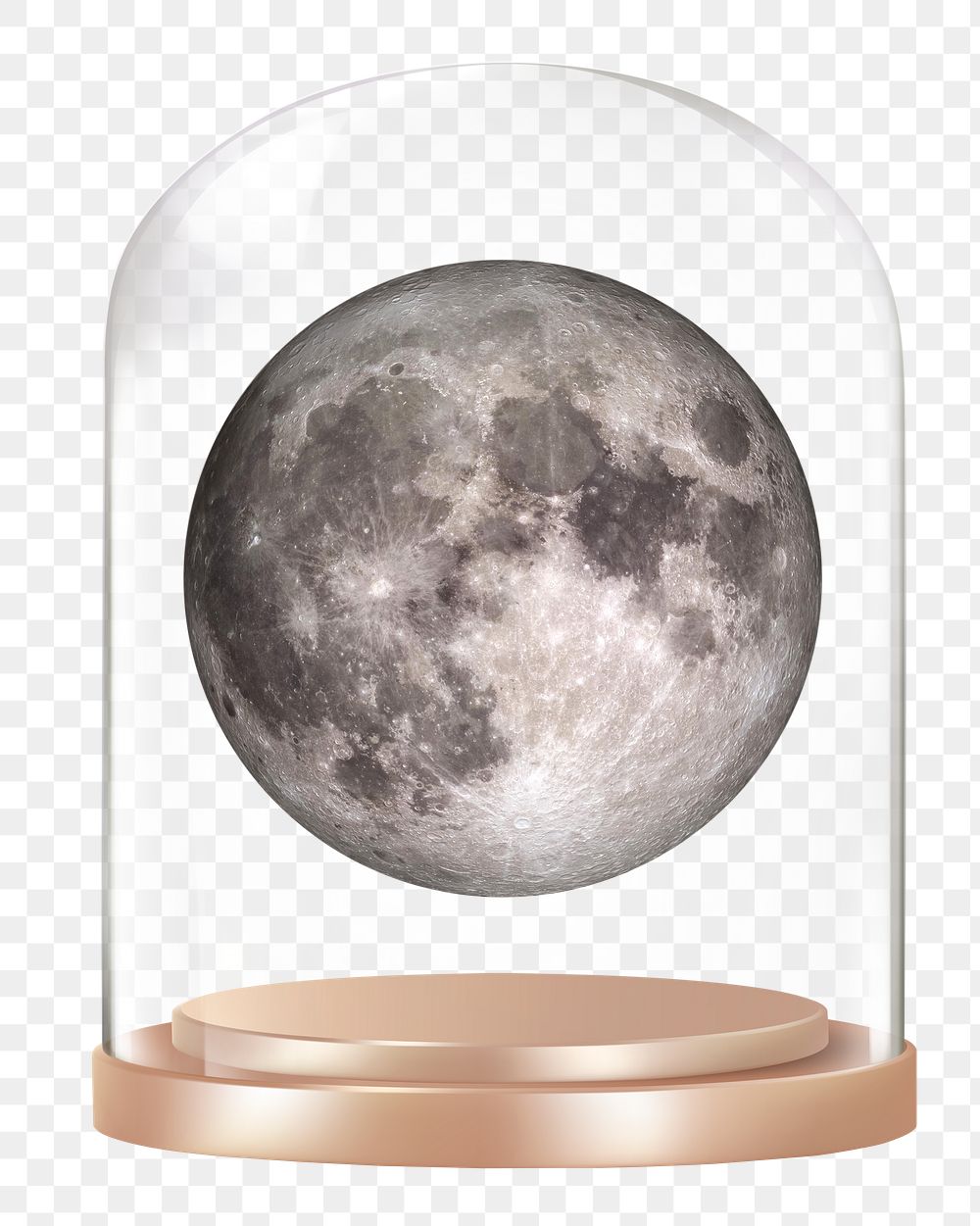 Moon planet png glass dome sticker, space, galaxy concept art, transparent background