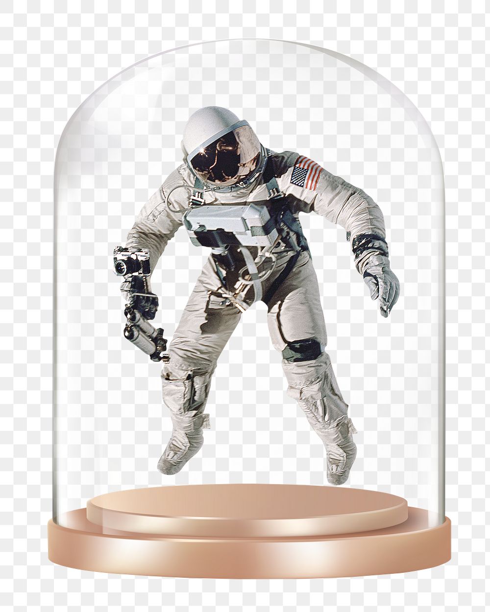 Floating astronaut png glass dome sticker, galaxy concept art, transparent background
