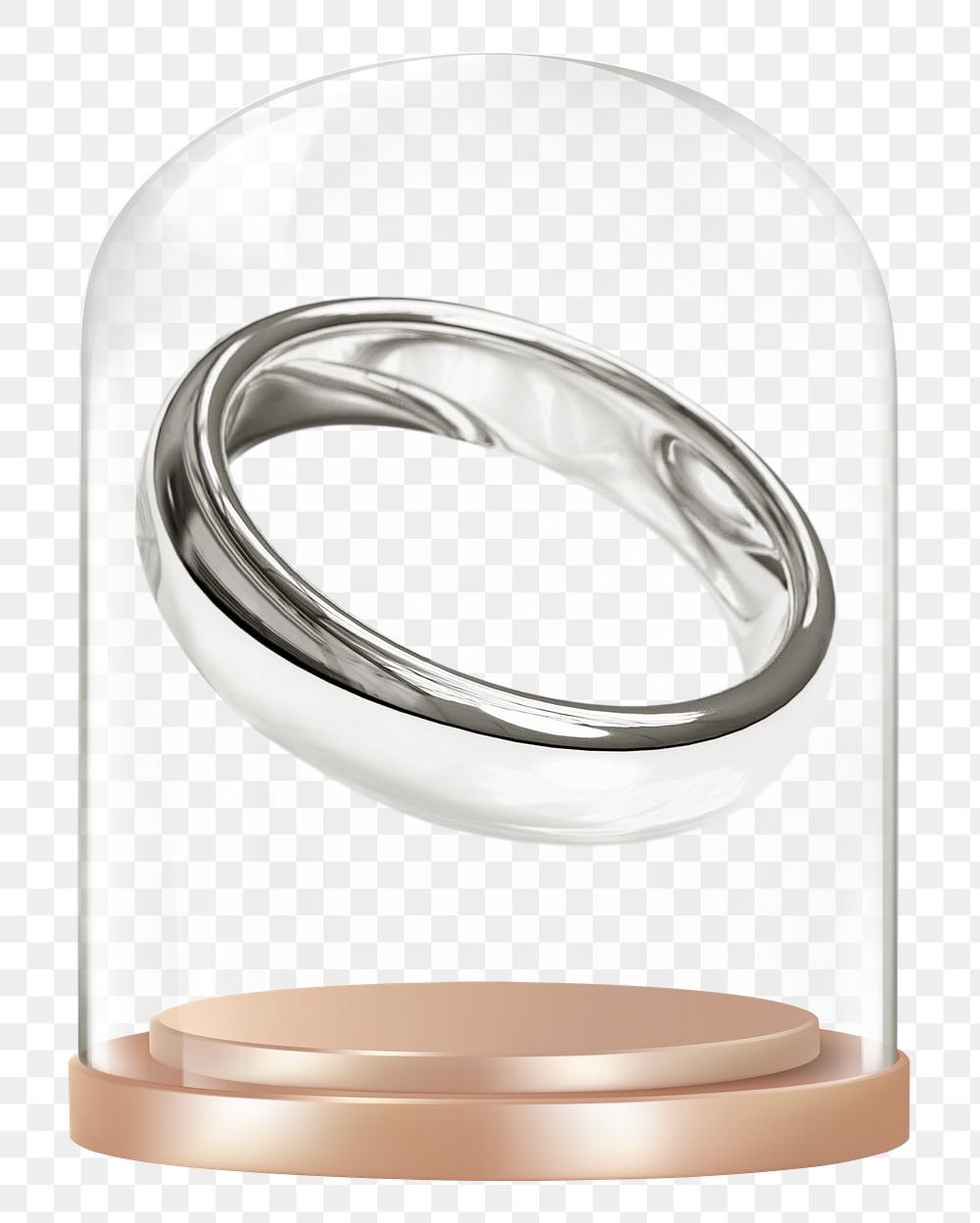 Wedding ring png glass dome sticker, marriage proposal concept art, transparent background