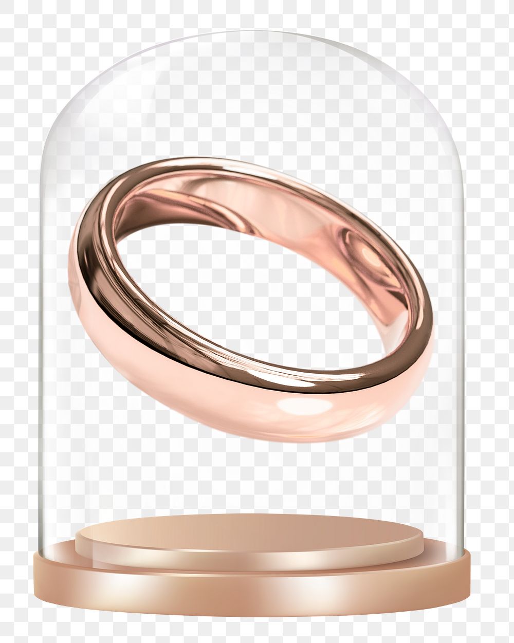 Wedding ring png glass dome sticker, marriage proposal concept art, transparent background